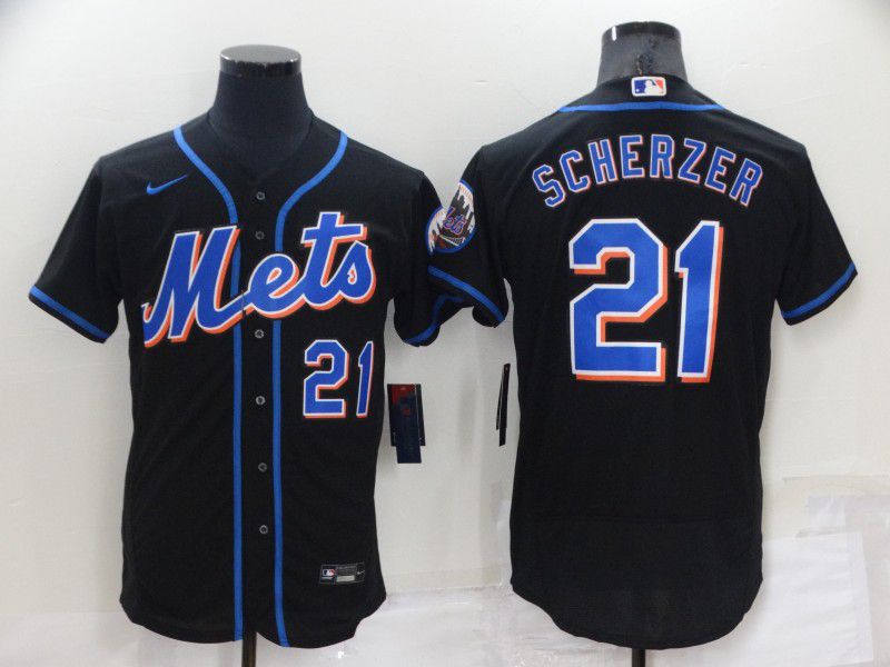Cheap Men New York Mets 21 Scherzer Black Elite 2022 Nike MLB Jersey